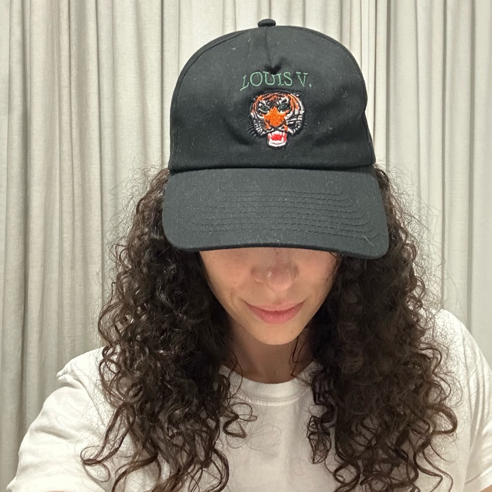 Secret Club Louis V Black Embroidered Tiger Dad Cap